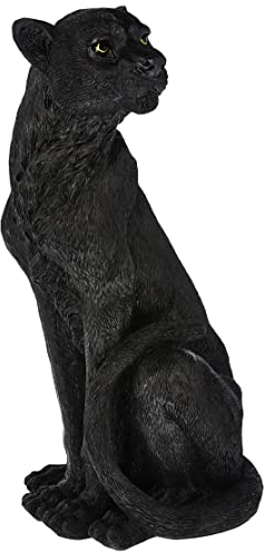 Design Toscano Pensive Panther Black Jaguar Statue, Polyresin, schwarz