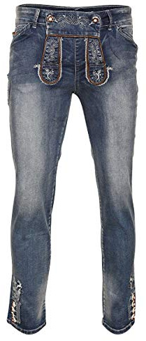 MarJo Herren Herren Trachtenjeans 'Lederhose' lang blau, BLAU, 46