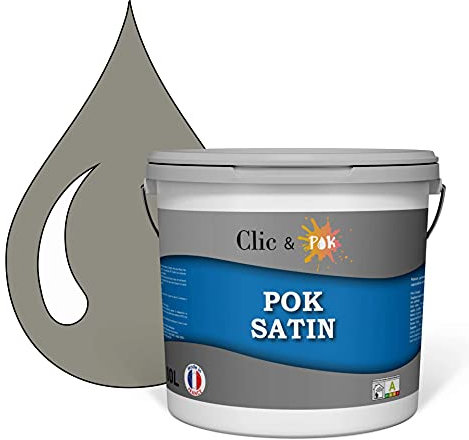 POK SATIN : Peinture Satin Lessivable Taupe Grisée 100m² - 10L