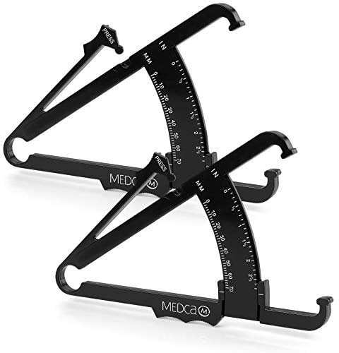 Hautfalten-Körperfettmessgerät - Hautfalten-Körperfettanalysator und tragbares BMI-Messgerät Hautfaltenmessgerät misst Körperfett für Männer und Frauen von MEDca - (2er Pack, schwarz)
