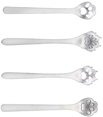 Cabilock Kaffeelöffel 4Pcs Cartoon Metall Teelöffel Dessert Katze Pfote Hund Pfote Geformt Dekorative Vorspeise Geschirr Gallium