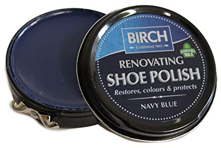 Charles Birch Premium Renovating Shoe Polish 50ml, High Pigment, Cleans Protects Shines inc Carnauba Wax, Lever Open Tin (Navy Blue)
