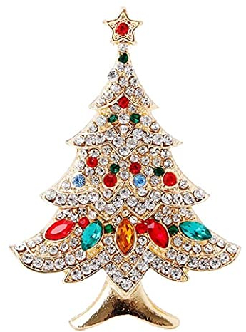 TOSSPER Vintage Farbige Weihnachtsbaum Brosche Pin Hochzeitsfest Schmuck