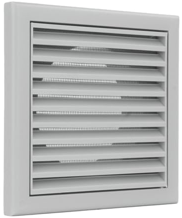 Vents 4 inch - 100 mm Grey Fixed Blade Grille Fly Mesh and Rear Spigot Wall Ceiling Mounting Plastic Louvre Insect Screen for Bathroom Fittings Kitchen Cooker Hood Ventilation Fans Plastic