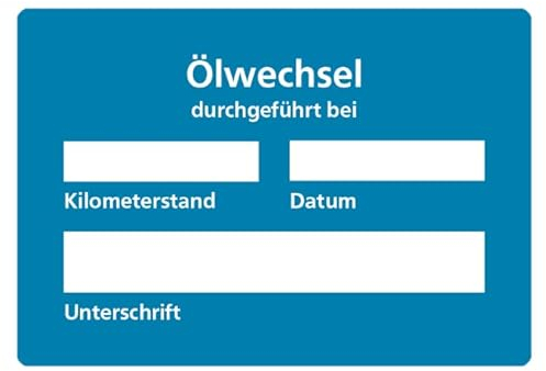 Ölwechsel Aufkleber in Blau | 5 Stück | Kundendienst Serviceaufkleber zum beschriften | Aufkleber für Deine Werkstatt