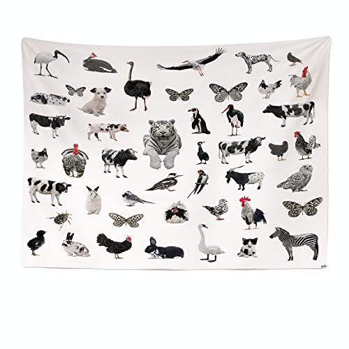 Ulticool - Tiere Tiger Schwarz Weiß Kinderzimmer - Wandteppich - 200 x150 cm - Großer Wandteppich - Geschenk Mädchen Junge - Tiere Dekoration - Bettdecke - Tuch - Malerei
