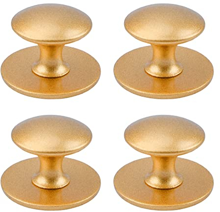 MOROBOR Adhesive Cabinet Knobs, 4pcs Self-Stick Instant Kitchen Knobs Stainless Steel Drawer Pulls for Windows, Wardrobes, Cabinets, Drawers (Matter Gold)