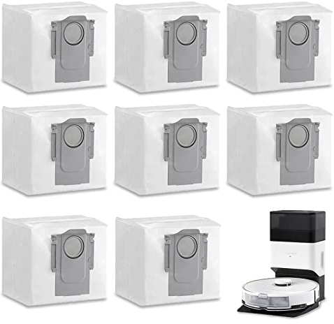 Paquete de 8 Bolsa de Polvo para Xiaomi Roborock S7 MaxV Ultra / S7 Pro Ultra / Q7+ / Q7 Max+ / T8 / Q5+ Robot Aspirador, 3L Gran Capacidad Roborock Bolsa de Polvo Accesorios Originales