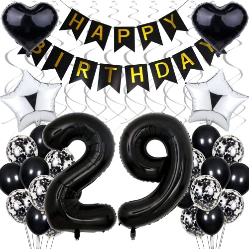 29. Geburtstag Dekoration Schwarz-Weiß-Silber für Männer und Frauen - Ballon Party Supplies