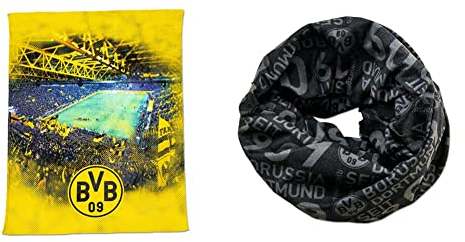 Borussia Dortmund BVB-Fleecedecke mit Stadionprint, 150x200cm & BVB-Multifunktionstuch