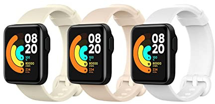 MoKo 3 Piezas Correa Compatible con Xiaomi Mi Watch Lite/Redmi Watch, Pulsera Deportiva de Repuesto de Silicona Suave - Marfil/Blanco/Rosa Claro