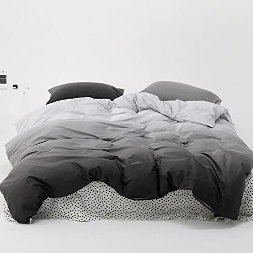 Luxlovery Graues und schwarzes Bettwäsche-Set mit Farbverlauf, für King-Size-Betten, für Damen und Herren, minimalistisches Bettwäsche-Set, weich, atmungsaktiv, Steppdecken, modernes Bettwäsche-Set