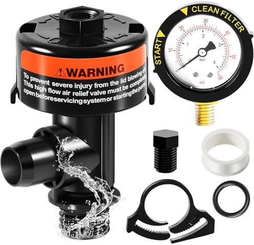 98209800 - Válvula de alivio manual de alto caudal/válvula manual de alivio de aire con manómetro, repuesto para filtro de piscina y spa