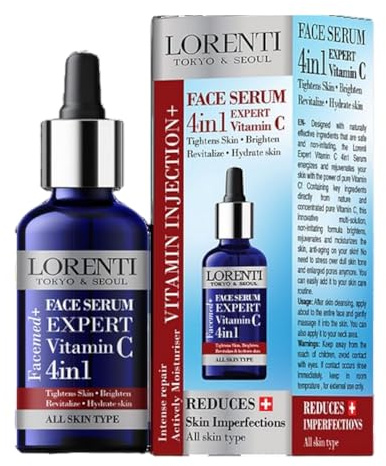 Lorenti 4-in-1 Face Serum 50 ml | Reduces Skin Imperfections, Tightens Skin, Brightens, Revitalizes, and Hydrates Skin - Contains Vitamin C - For All Skin Types 1.7 Fl Oz