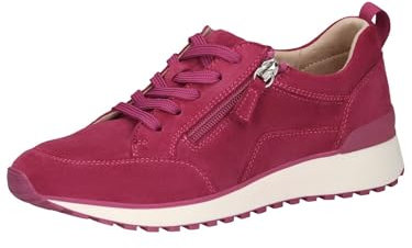 CAPRICE Damen Sneaker flach aus Leder mit Reißverschluss, Rosa (Pink Suede), 41 EU