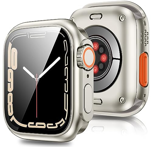Hülle für Apple Watch Serie SE 2025 & 6 5 4 44mm Schutzhülle Displayschutz Sehen Aus Wie iWatch Ultra, PC Kratzfest Ultradünne 360° Schutz Gehäuse für Apple Watch Series SE 6 5 4 Hülle 44mm Case Cover