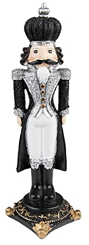HAES DECO - Nussknacker Weihnachten - Farbe Schwarz - Größe 8x8x24 cm - Material Polyresin - Nussknackerfigur - Nussknacker-Soldat - Weihnachtsfigur - Weihnachtsdekoration