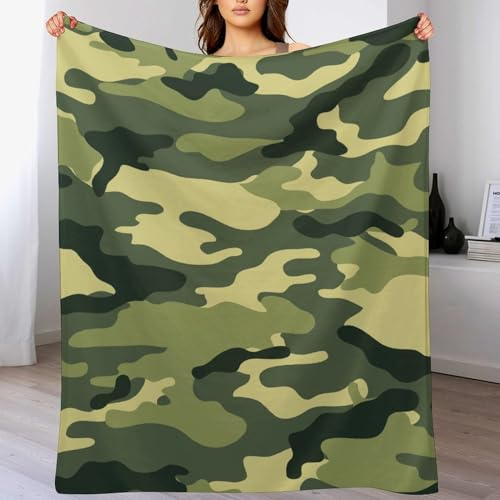 WCEECE Kuscheldecke Flauschig Camouflage Decke Fleecedecke Wohndecken Couchdecke Flauschig Überwurf Mikrofaser Tagesdecke Sofadecke Blanket Für Bett Sofa Schlafzimmer 150x200