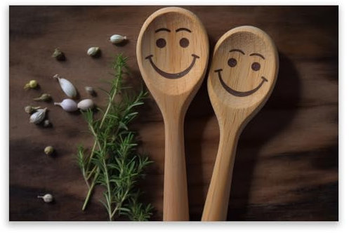 SMTDeco Herdabdeckplatte 80×52 cm – Mehr Arbeitsfläche, Spritzschutz & Schneidebrett – ESG Glas, kratzfest – für Induktion/Ceranfeld – 1-teilig, Motiv Holz Löffel Braun