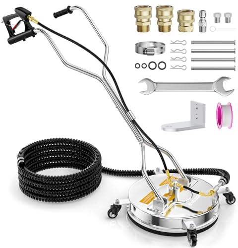 EVEAGE 2024 Upgrade 16.5 Pressure Washer Surface Cleaner Dual Handle with Water Recovery-with Extension Rod and 4 Wheels Power Washer - Powerful High Pressure Washer Attachment for Driveways