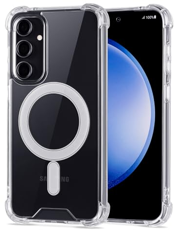 JProtect für Samsung Galaxy S23 FE Hülle für Magsafe (TOP Schutz & Magnetkraft) Magnetische Handyhülle Transparent für Samsung S23 FE - Hülle Magnet für MagSafe Zubehör Case Stoßfest