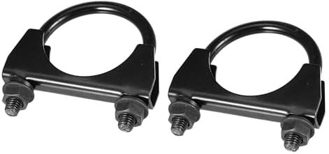 Partuto 2pcs 51mm Universal Car U-Bolt Exhaust Clamp - Stainless Steel Black