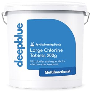 Deep Blue - Multifunktionale 200g Chlortabletten 25 kg, langanhaltend, stabilisiert, mit Klärmittel und Algenhemmer