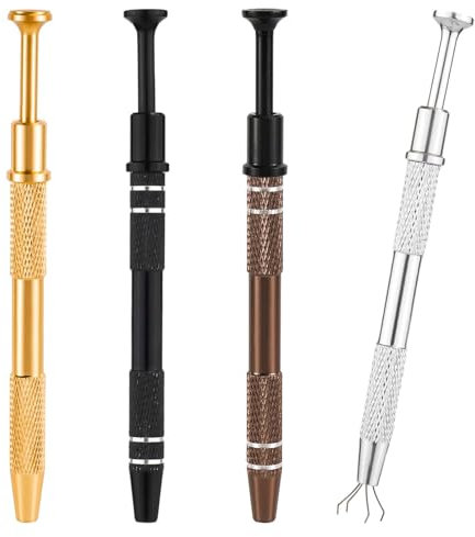 4stk 4 Krallen Schmuck-Aufnahmewerkzeug, Edelstahl Piercing-Kugel und Schmuckgreifer IC-Chip-Aufnahmewerkzeug Diamant-Pinzette für Mini-Kleinteile Perlen Elektronische Komponenten (Typ 1)