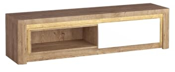 Lomadox Lowboard TV Unterschrank Wohnzimmer Schrank Fernsehschrank TV Board modern in Eiche mit weißen Fronten LATINA-161