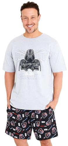 Disney Star Wars Mens Pyjamas Set Short PJs Soft Breathable Nightwear Loungewear Comfy Jammies Funny Sleepwear Baby Yoda Dad Gifts for Men