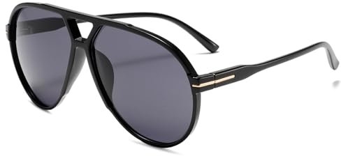 YAMEIZE Lunettes de Soleil Rétro Pilote pour Femmes et Hommes Surdimensionnées Style Pilote Vintage des Années 70 Double Pont Protection UV400