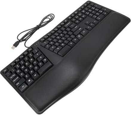 Cosiki Ergonomic Keyboard Wired, Ergonomic Split Keyboard with 110 Keys 1.5m Cable Type Comfortably with Palm Rest Ergo Keyboard Quiet USB 2.0 Wired Keyboard for Laptop