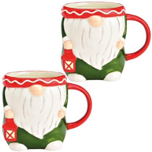 Jumbo - Juego de tazas navideñas 3D de cerámica (680 ml, para vino caliente, café o té, 14 x 12 cm, aptas para lavavajillas, decoración navideña)