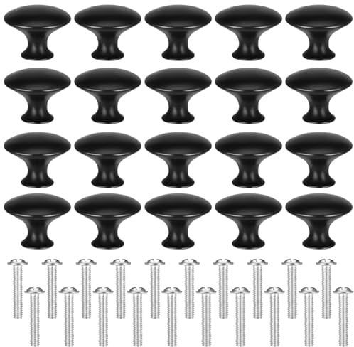 saerryor 20 Pcs Drawer Knobs Cabinet Knobs Small Black Cupboard Door Knob for Kitchen Cupboards Drawers Wardrobe