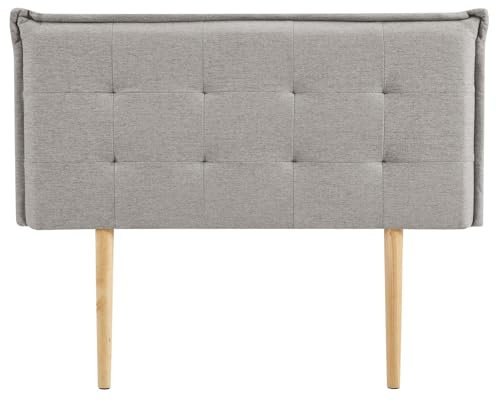 IDIMEX Kopfteil EBEYA mit Holzbeinen 120 cm grau - gepolsterte Bettrückwand, gemütliches Headboard mit hochwertigem Stoff, gesteppter Look