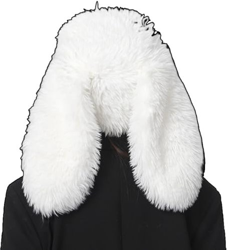 JDYaoYing Y2K Plüschmütze für Damen, flauschig, niedliche Beanie, Hasenohren, flauschige Mütze, Totenkopfmütze, Winter, warme Mütze, Weihnachten, Halloween (weiß)