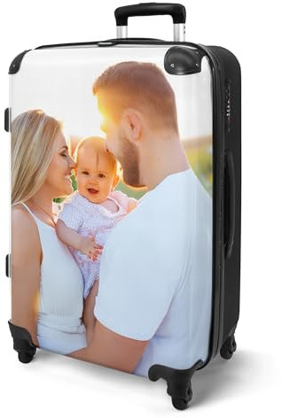NoBoringSuitcases.com® Reisekoffer 67cm 72L Personalisiert - Großer Hartschalenkoffer mit Rollen, Leichtgewicht Trolley, Koffer Groß für 20kg Gepäck mit Eigenem Design, Koffer für Flugzeug, Dame, Frau