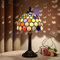 Tiffany Tischlampe Glasmalerei mehrfarbig Schlafzimmer Nachttischlampe Kinder Lesen Schreibtisch Licht für Büro Schlafsaal Bar Restaurant Esszimmer Dekor Retro Dorf niedlich kleine Nachtlichter