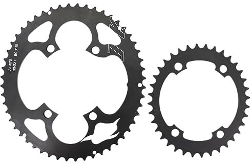 SHUNMIN Platos para Bicicletas Plato de Bicicleta de Carretera 110bcd 4 Pernos Ovalado Redondo 2X Plato Doble 52t 36t Platos para Bicicletas(Oval 52-36T)