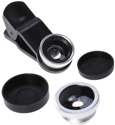 Uonlytech 180degré Kit Objectif Smartphone avec Objectif Grand Angle et Macro pour Téléphone Loupe de Téléphone Portable pour Appareil Photo de Smartphone