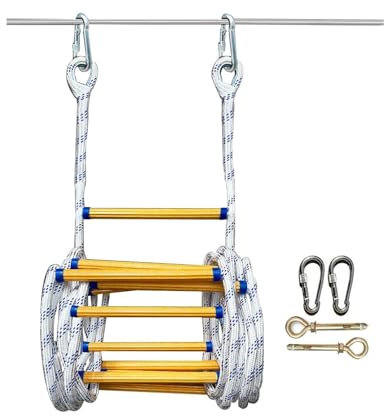 Heavy Duty Fire Escape Ladder - 40M Non-Slip Portable Resin Rope with Hook for Windows, Balconies & Treehouses - Emergency Escape Solution for Safety & Quick Access