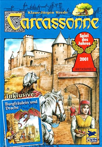 Hans im Glück 48174 - Carcassonne (Spiel des Jahres Edition) inkl. Erweiterung Burgfräulein und Drache