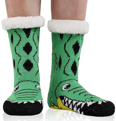 SockWaddles Kuschelsocken Herren, dick, rutschfest, weich und warm, 39–46 | Flauschige Haus- und Bettsocken mit rutschfesten Noppen; weich und warm für kalte Wintertage auf Holz- und Fliesenböden.