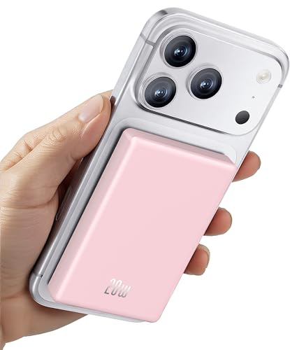 2026 for iPhone Magsafe Power Bank 10000mAh, Ultra Slim Magnetic Power Bank Fast Charging, Wireless Battery Portable Charger, 20W Powerbank Compatible iPhone 17/16/15/14/13/12 Pro Max Plus Mini,Pink