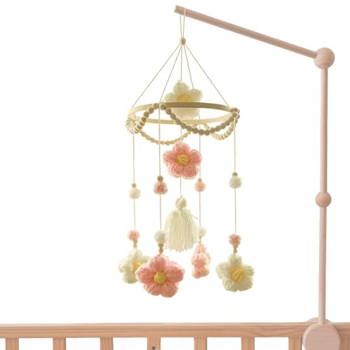 Crib Geflochtene Blumen – Sensorisches Spielzeug für Kinder, entspannende Einrichtung | Buntes Hängeschrank | Kinderzimmer Ornament | Handgemachte Wanddekoration für das Ende