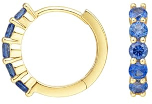 Beydodo Damen Ohrringe 585 Gold, Creolen Hoop mit Saphir 0.75ct Ohrringe Creolen Hochzeit Echtschmuck