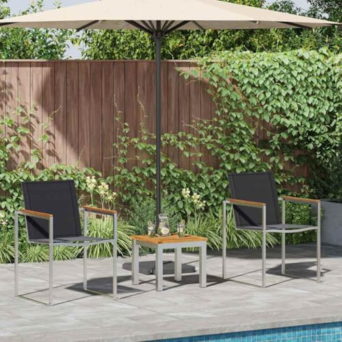 YuuSsea Essgruppe für den Außenbereich, 3-teilig, massives Akazienholz, lackiert, quadratisch, für Garten, Balkon, Terrasse