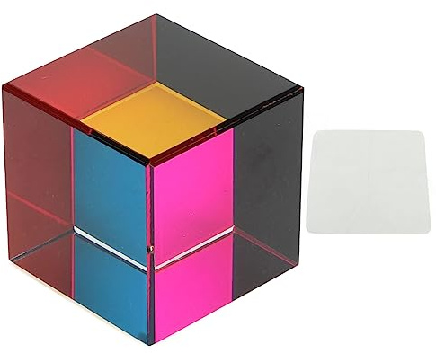 Farbwürfel, optischer 6-seitiger Würfelprisma, optischer Glaswürfel für Lichtbrechung, pädagogisches Physikspielzeug mit Mischfarbeffekt, perfekt für Heimdekoration, Fotografie (40mm)