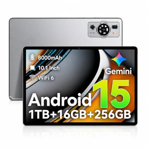 UXD 10.1 Inch Android 15 Tablet with Keyboard & Mouse,16GB RAM 256GB ROM | 4G LTE, Wi-Fi 6, Octa-Core, 8000mAh Battery, HD IPS Display