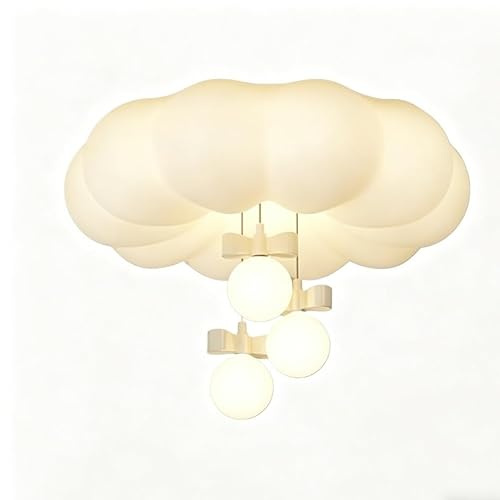 LUOYAOB Lámpara de techo for niñas, arco, nube blanca, lámpara de techo, control remoto, regulable, montaje empotrado, lámpara de techo redonda, moderna, accesorio de iluminación
